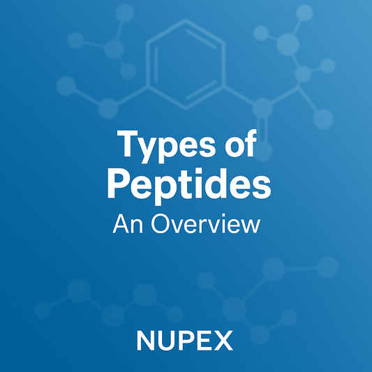 Overview of different types of peptides with molecular structure background