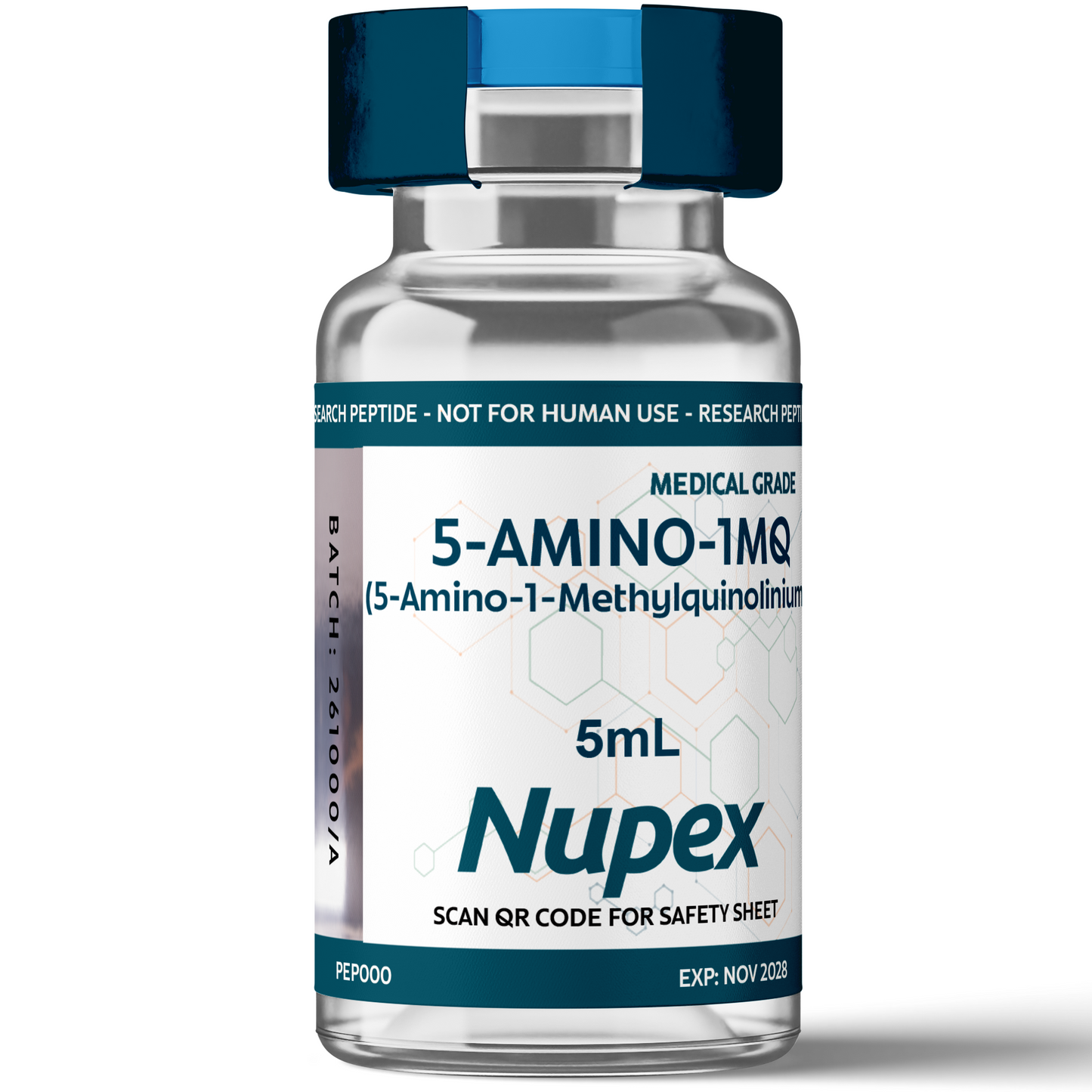 5-Amino-1MQ research peptide vial by Nupex 5ml medical grade research peptide from peptidestore
