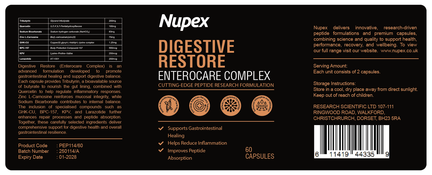 Nupex Digestive Restore Peptide Capsules for gastrointestinal healing and nutrient absorption
