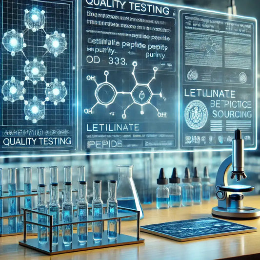 Laboratory setup with quality testing screens for legitimate peptide suppliers UK