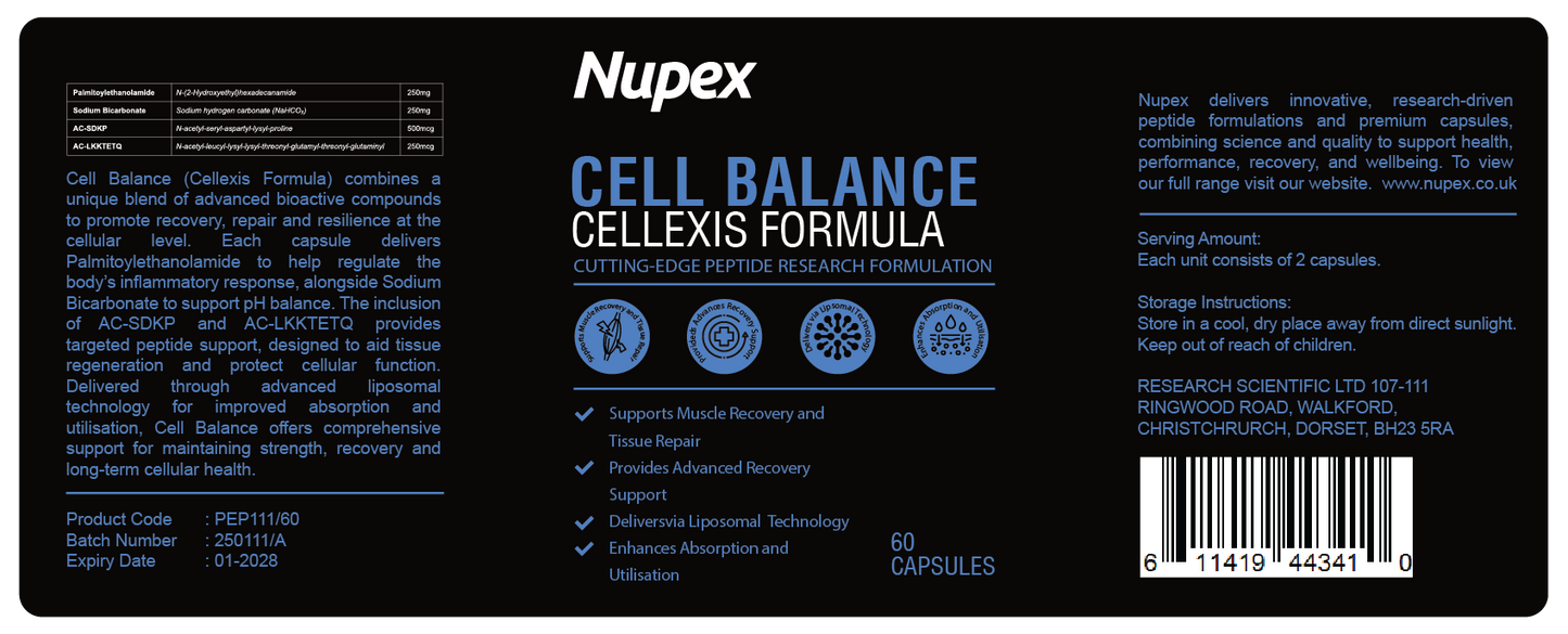 Cell Balance (Cellexis Formula) Peptide Capsules Research Use Only