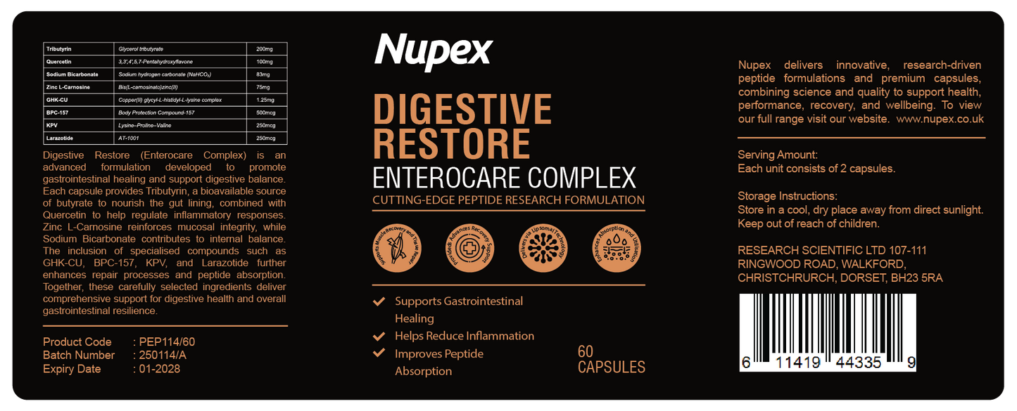Digestive Restore (Enterocare Complex) Peptide Capsules Research Use Only