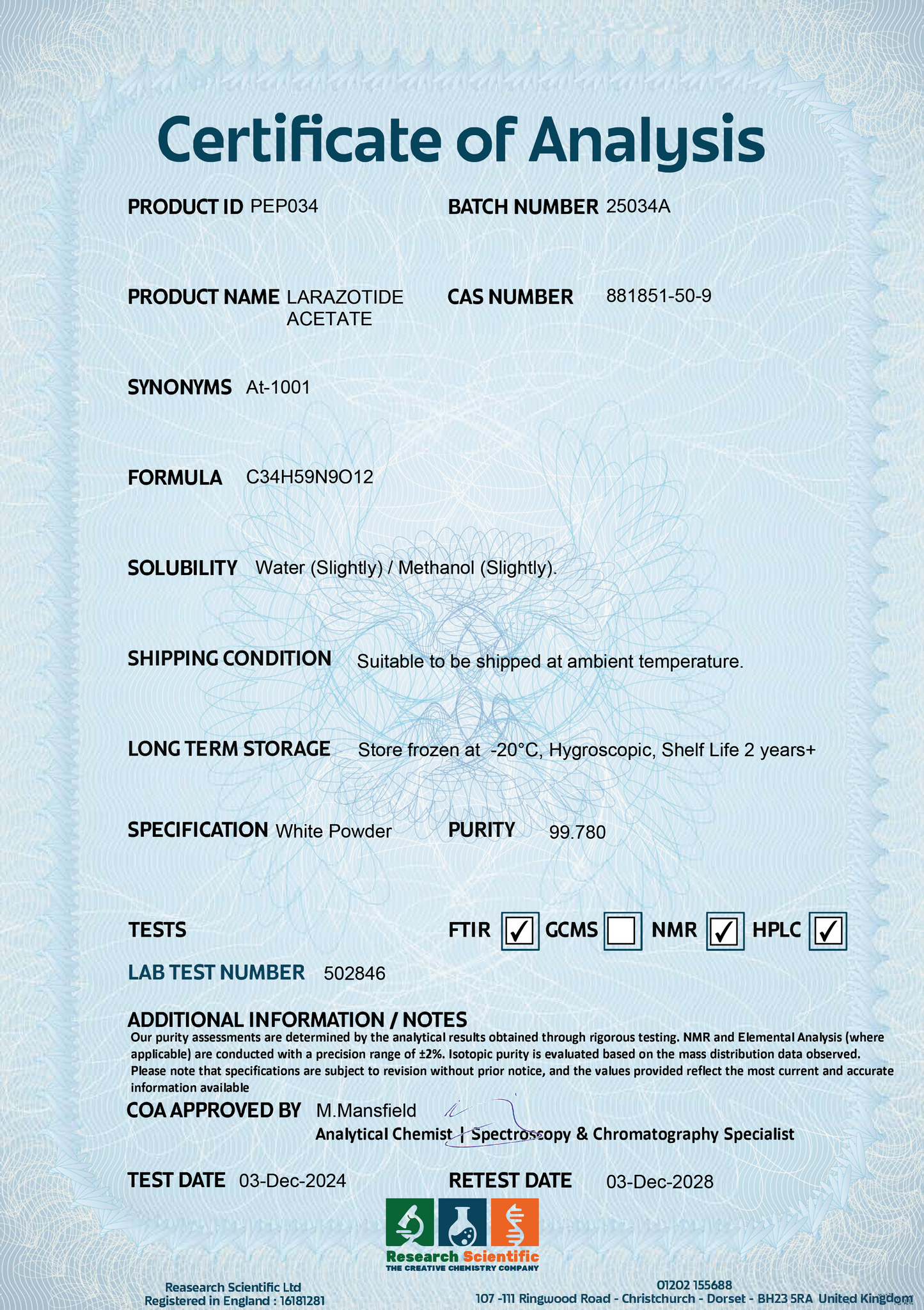 Larazotide Acetate