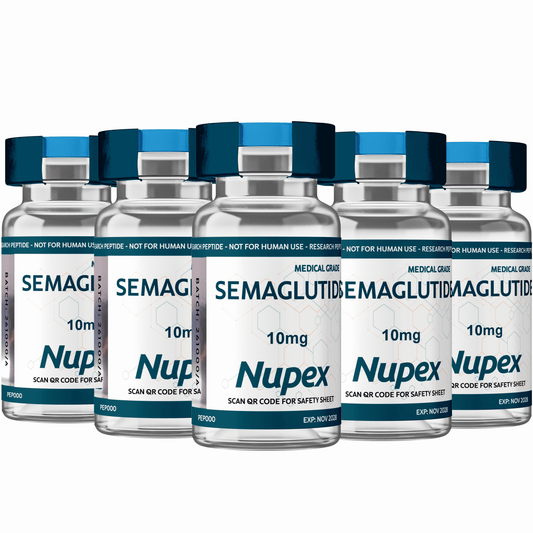 Five Nupex Semaglutide 10mg vials for weight management, available to buy Semaglutide UK