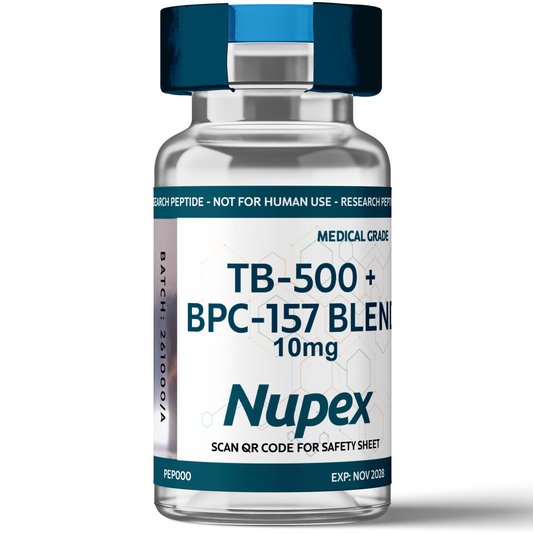 Nupex TB-500 plus BPC-157 peptides vial, 10mg, ideal for those looking to buy TB500 BPC-157 peptides