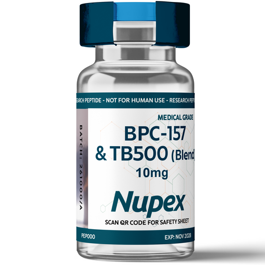 Nupex BPC-157 TB500 blend UK in a 10mg vial for research purposes