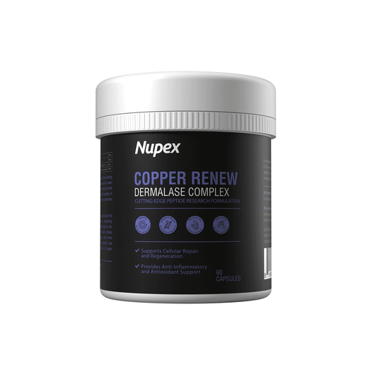 Nupex Copper Renew Dermalase Complex capsules for skin support and cellular repair in research formulation