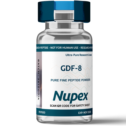 GDF-8 research peptide vial with ultra-pure peptide powder for laboratory use