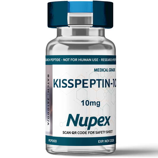 Kisspeptin-10 peptide vial by Research Scientific containing 10mg of medical-grade peptide
