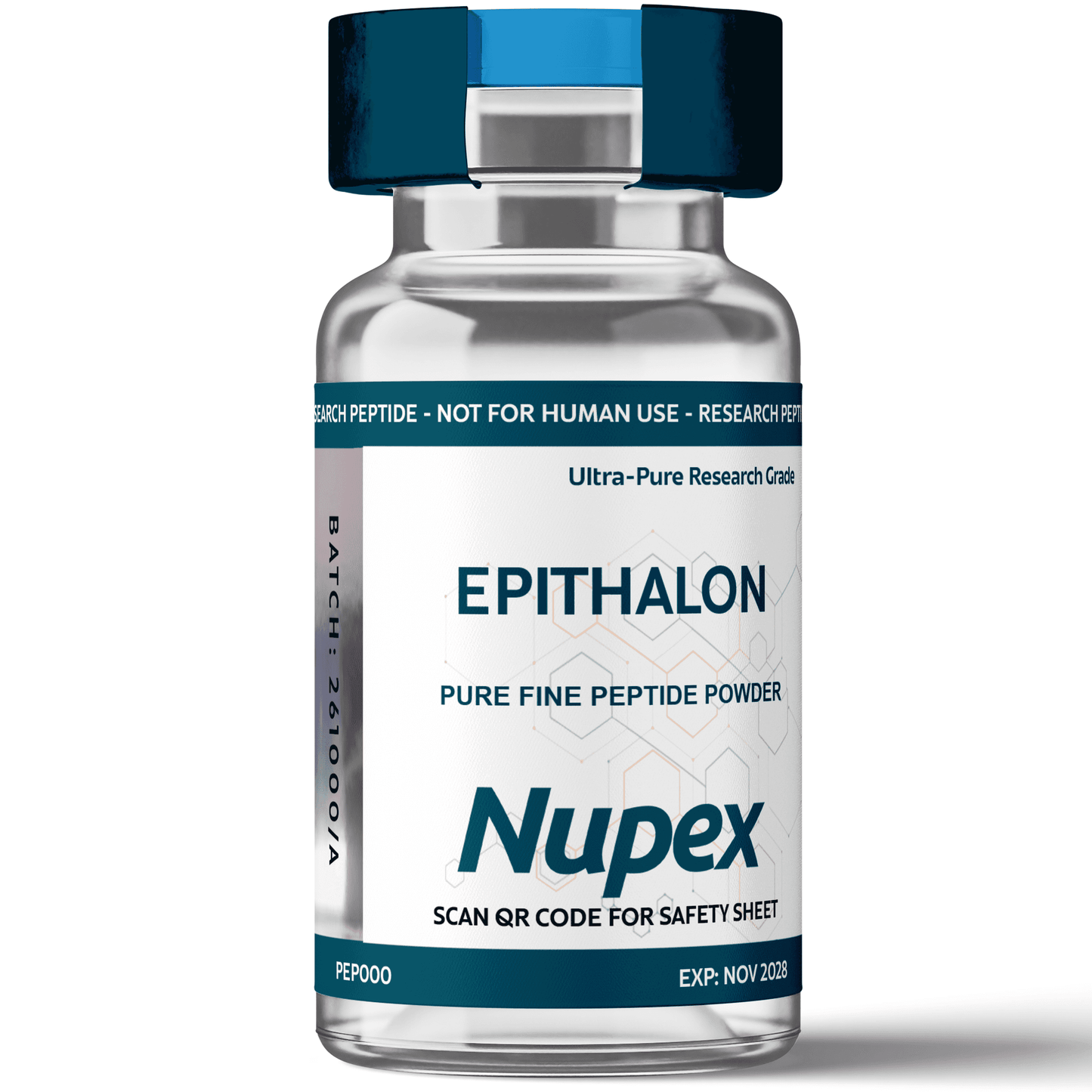 Nupex Epithalon peptide UK in a vial, ultra-pure powder for research purposes